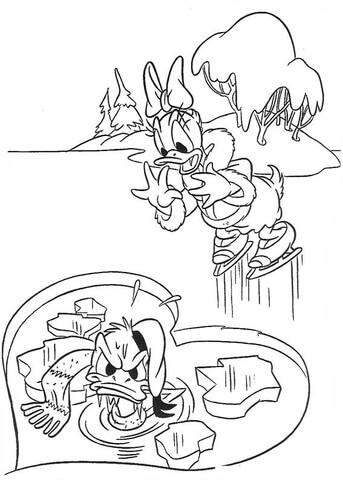 Ice Skating  From Donald Duck Coloring Page